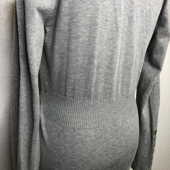 WHBM gray open front waist tie long cardigan sweater size Extra Small XS - Picture 11 of 15